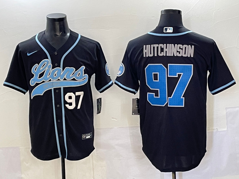 Men 2025 Detroit Lions #97 Hutchinson Black joint name 2025 Nike Limited NFL Jersey style 005